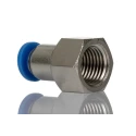 RS PRO Pneumatic Fitting 6mm Push-in Female Threaded-to-Tube Connection R 1/4 Female Nickel Plated Brass 10 bar 60°C 916-0741