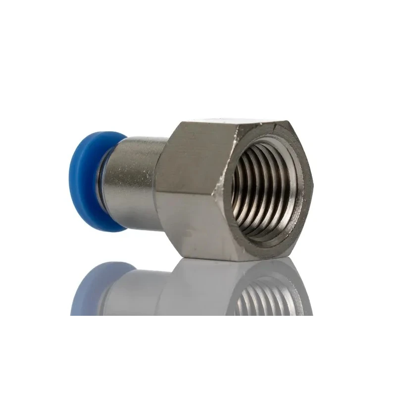 RS PRO Pneumatic Fitting 6mm Push-in Female Threaded-to-Tube Connection R 1/4 Female Nickel Plated Brass 10 bar 60°C 916-0741