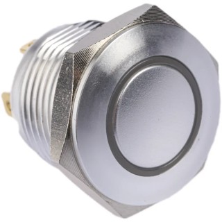 RS PRO Illuminated Push Button Switch Momentary SPST Panel Mount 16 mm Cutout Green LED IP67 36V dc 175-9477