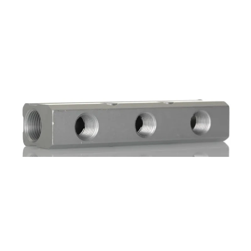 RS PRO Aluminium Pneumatic 3 Outlet Manifold 75 bar 300°C Nickel Plated 176-1102