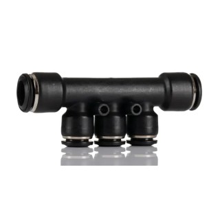 RS PRO Universal Short 3 Outlet Push-in Manifold Push-in 10 mm Inlet 8 mm Outlet 78mm Length 80°C Max Operating 176-1840