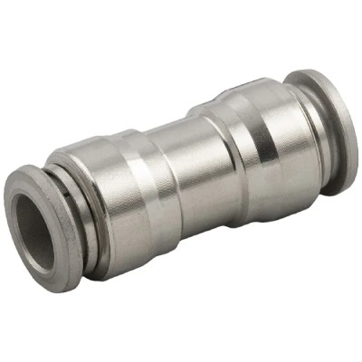 RS PRO Stainless Steel Pneumatic Function Fitting, 10 mm Push-in Connection, Nickel Finish, Chemical Resistant 176-2164