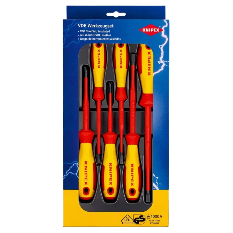 Knipex Phillips, Slotted Insulated Screwdriver Set 6-Piece 1000V Tested VDE Certified 00 20 12 V02
