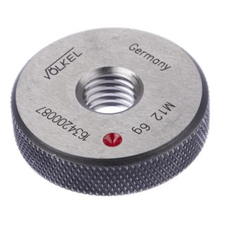 Volkel M12 x 1.75 Ring Ring Gauge with 1.75 mm Pitch Diameter, Tapered, 6g Tolerance 16342