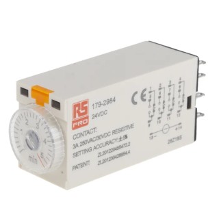 RS PRO Plug-In Timer Relay, Series , 4-Contact, 24 V dc, 0.2 s to 5 min Time Range, 1-Function ON Delay, 4PDT 179-2984