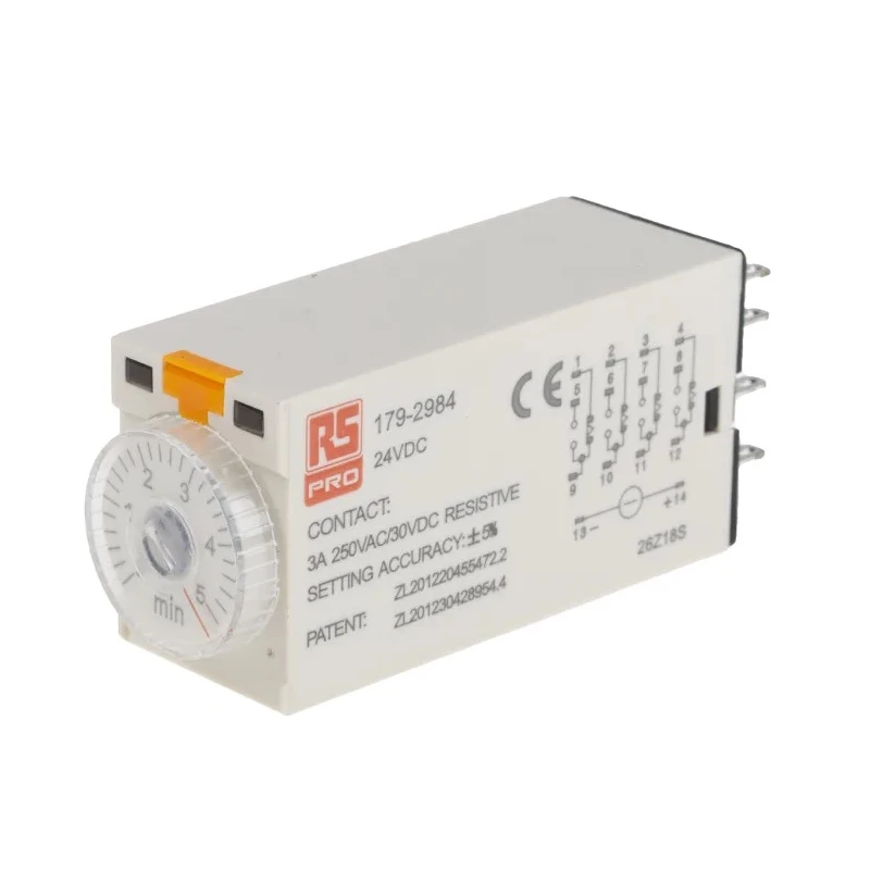 RS PRO Plug-In Timer Relay, Series , 4-Contact, 24 V dc, 0.2 s to 5 min Time Range, 1-Function ON Delay, 4PDT 179-2984