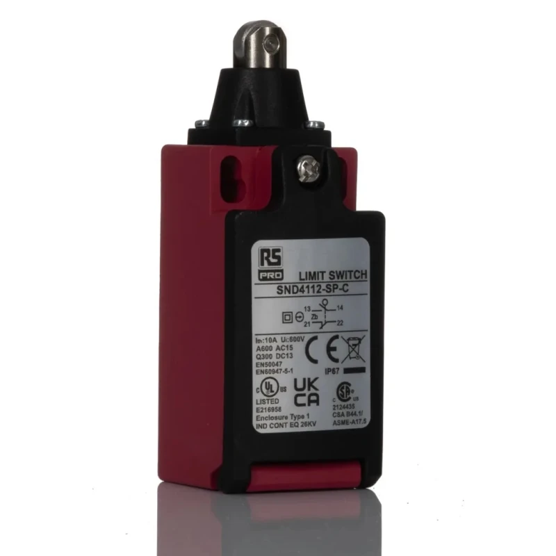 RS PRO Roller Plunger Limit Switch, 1 NO/1 NC, IP67, Glass Reinforced Plastic Housing, 600V AC, 10A IP67