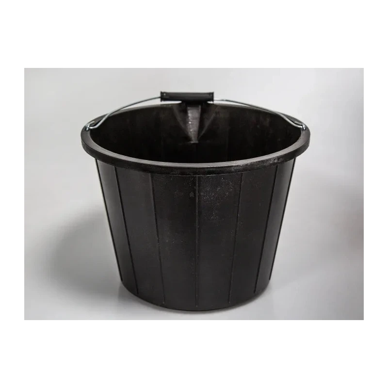 RS PRO 14L Heavy Duty Plastic Black Round Bucket with Handle 178-7642