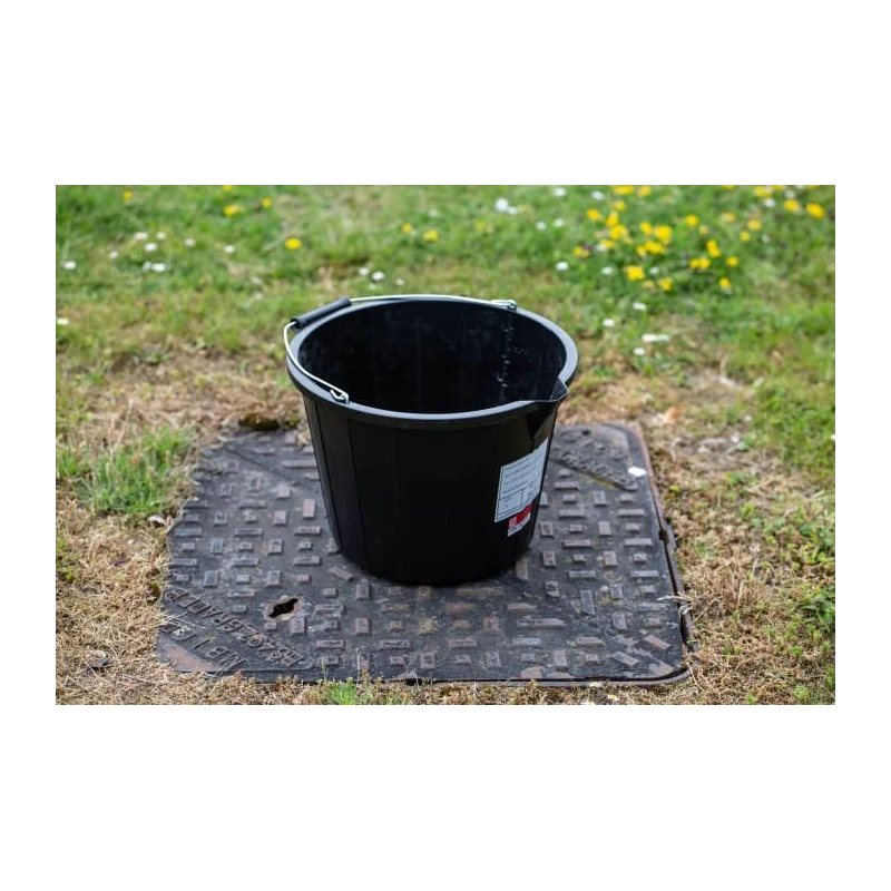 RS PRO 14L Heavy Duty Plastic Black Round Bucket with Handle 178-7642