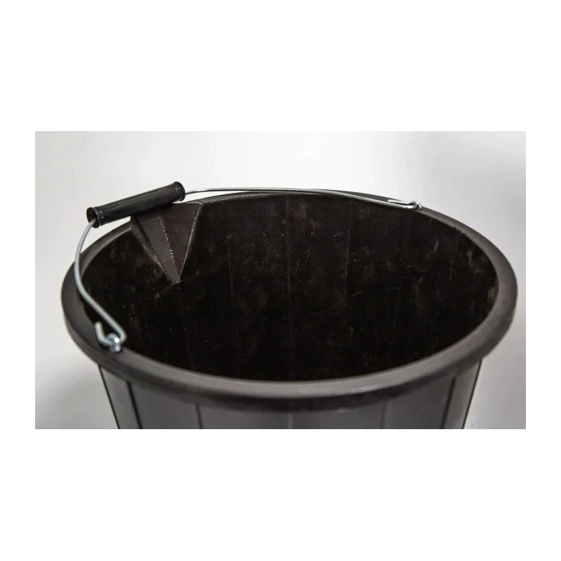 RS PRO 14L Heavy Duty Plastic Black Round Bucket with Handle 178-7642
