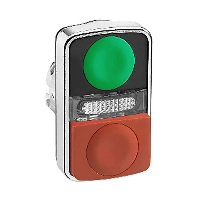 Schneider Electric Harmony Series Green and Red Momentary Rectangular Push Button Head 22 mm Cutout IP66 IP69K ZB4BW7L3740