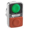 Schneider Electric Harmony Series Green and Red Momentary Rectangular Push Button Head 22 mm Cutout IP66 IP69K ZB4BW7L3740