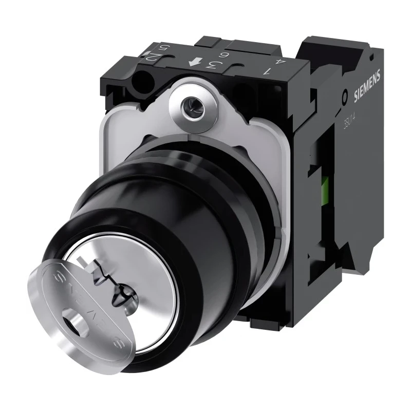 Siemens Key Switch, IP20, IP67, IP69K, IP66 Rated, SPST Configuration, 10A Current, 2 Positions, Model 3SU1100-4BF11-3BA0