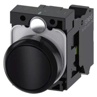 Siemens SIRIUS ACT 3SU11 Series Push Button Switch Momentary Front Mount Black 22 mm Cutout SPST 500V 3SU1100-0AB10-3BA0