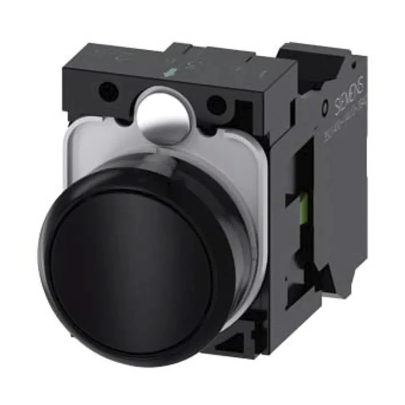 Siemens SIRIUS ACT 3SU11 Series Push Button Switch Momentary Front Mount Black 22 mm Cutout SPST 500V 3SU1100-0AB10-3BA0