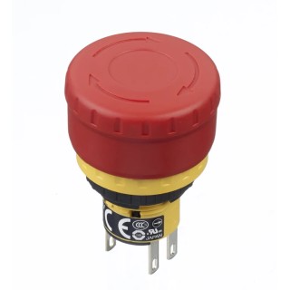 Idec XA Series Twist Release Emergency Stop Push Button Panel Mount 16 mm Cutout 2 NC Contacts IP65 IP40 XA1E-BV3U02TR
