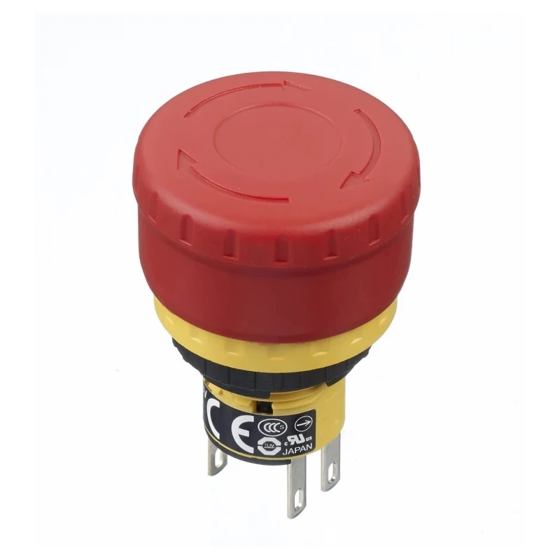 Idec XA Series Twist Release Emergency Stop Push Button Panel Mount 16 mm Cutout 2 NC Contacts IP65 IP40 XA1E-BV3U02TR