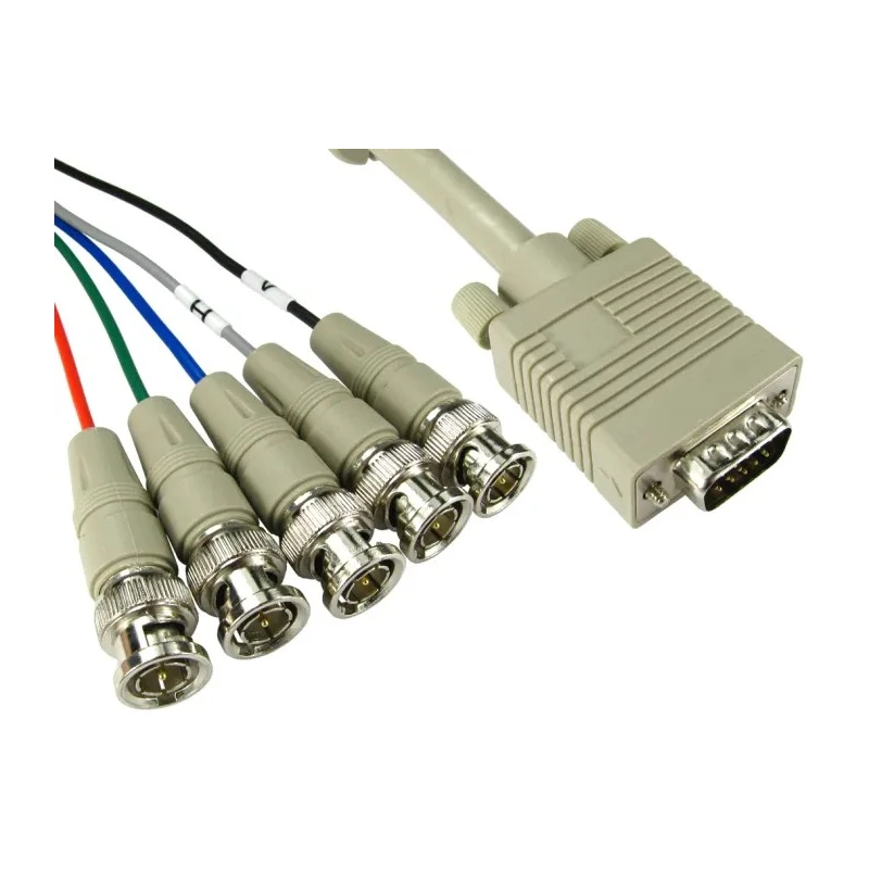 RS PRO Male VGA to Male RGB x 5 Cable 2 m Grey 182-8827
