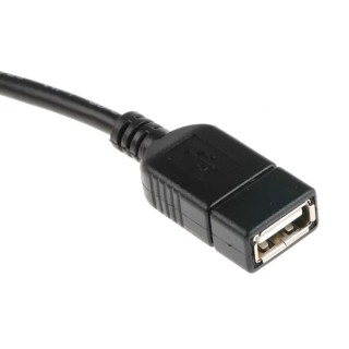 RS PRO IC Socket USB Cable Female Micro USB Type B to Female USB Type A USB 2.0 Black 150mm 182-8834