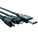 RS PRO IC Socket USB Cable Male USB Type A to Male USB 2.0 Micro USB Type B x 3, Black, 800 mm 182-8909