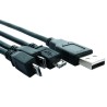 RS PRO IC Socket USB Cable Male USB Type A to Male USB 2.0 Micro USB Type B x 3, Black, 800 mm 182-8909