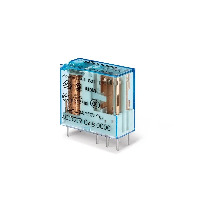 Finder PCB Power Relay 48V DC Coil, DPDT Contact Configuration, 8A Switching Current 40.52.9.048.0000