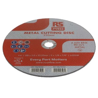 RS PRO Aluminium Oxide Abrasive Disc 230 mm Diameter x 3 mm Thickness Fine Grade P120 Grit 184-9232