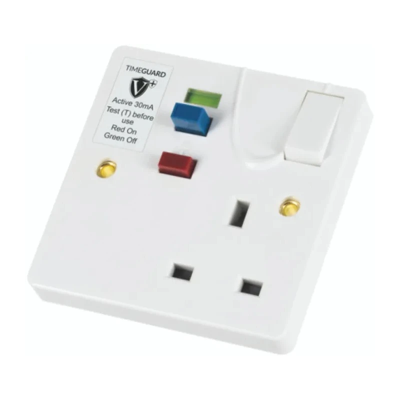 Timeguard 13A Active 1 RCD Socket Thermoset Screw Switched White 230V ac RCD01