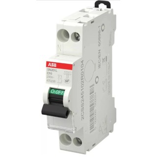 ABB Miniature Circuit Breaker 1-Pole 10A Type C 230V AC 4.5kA Breaking Capacity SN201 