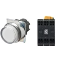 Omron Push Button Complete Unit DPDT Momentary, Panel Mount 22 mm Cutout, IP66 Rated, 24 V DC 440 V AC A22NN-RNM-UWA-P112-NN
