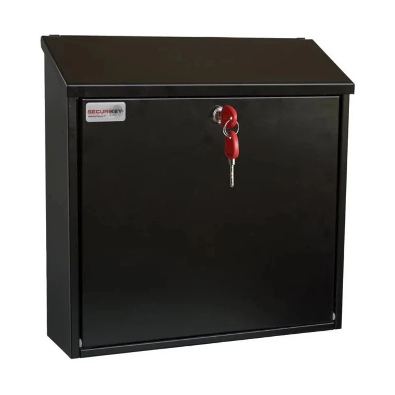 Securikey Galvanised Steel Black Mailbox 370 mm Height x 365 mm Width x 110 mm Depth BSPB-TOP365-RK