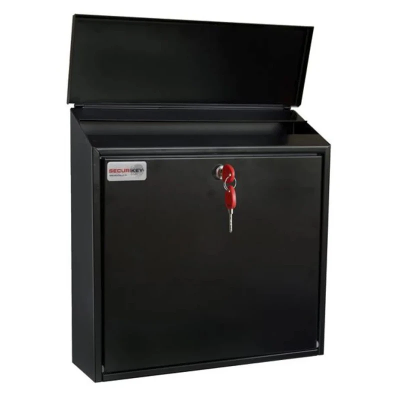 Securikey Galvanised Steel Black Mailbox 370 mm Height x 365 mm Width x 110 mm Depth BSPB-TOP365-RK