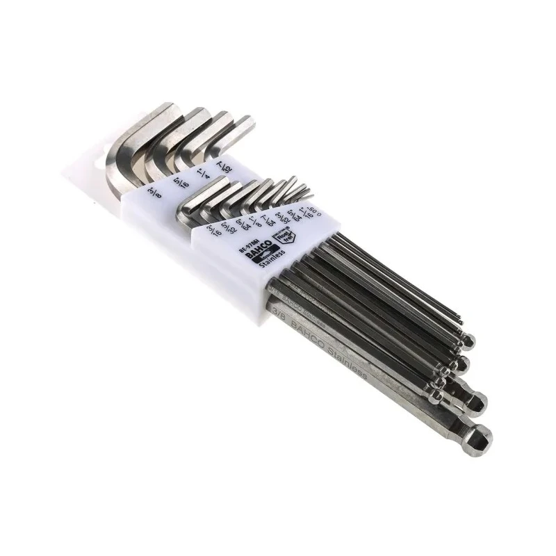 Bahco 13 Piece L Imperial Hex Key Set, Hex Size 0.05 to 9.53 mm, Long Arm, Stainless Steel BE-9786I