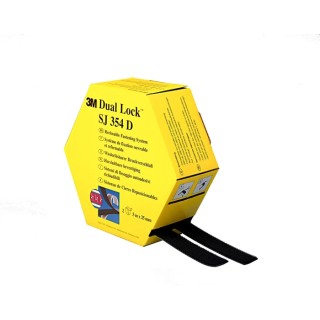 3M Black Hook & Loop Tape Dual Lock, 25mm Width x 5m Length, 5.8mm Thickness, Mushroom Hook Type 3M SJ 354D 25,4 mm x 5 m