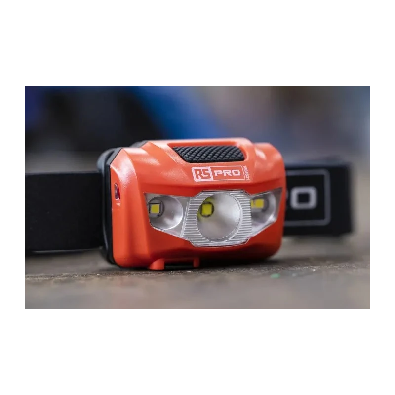 RS PRO Rechargeable LED Head Torch 250 lm 66 m, IPX6 Waterproof, Lithium-Polymer Battery, Adjustable Head Strap 186-4621