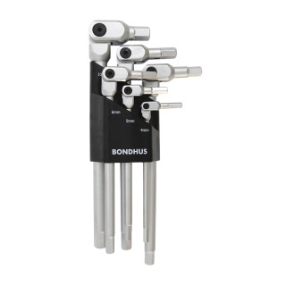 Bondhus 6 Piece L Metric Hex Key Set Steel Matte Chrome Finish Hex Size 4 to 10 mm 00035