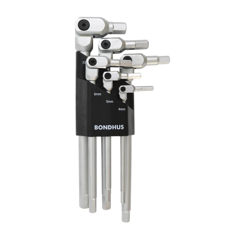 Bondhus 6 Piece L Metric Hex Key Set Steel Matte Chrome Finish Hex Size 4 to 10 mm 00035