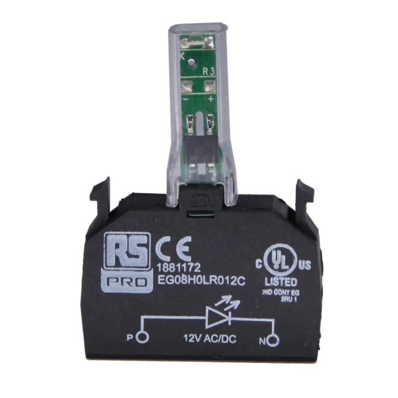 RS PRO Light Block LED Yellow Illumination 240V AC Voltage 0.8Nm Terminal Torque IP20 IP65 188-1195