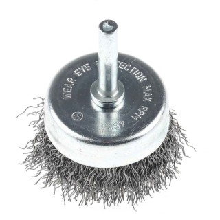RS PRO Steel Crimp Wire Abrasive Brush, 6 mm Diameter, 55 mm Face Width, Shank Fixing, Max 4500 rpm 188-4099