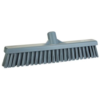 Vikan Broom Grey With Polyethylene Terephthalate Bristles Hard Push Broom 410mm Width 317488