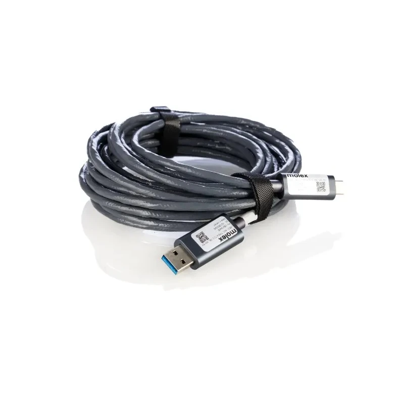 Molex IC Socket USB Cable, Male USB Type A to Male USB Type C, USB 3.1, 5 m Length, Black Jacket 106413-4405