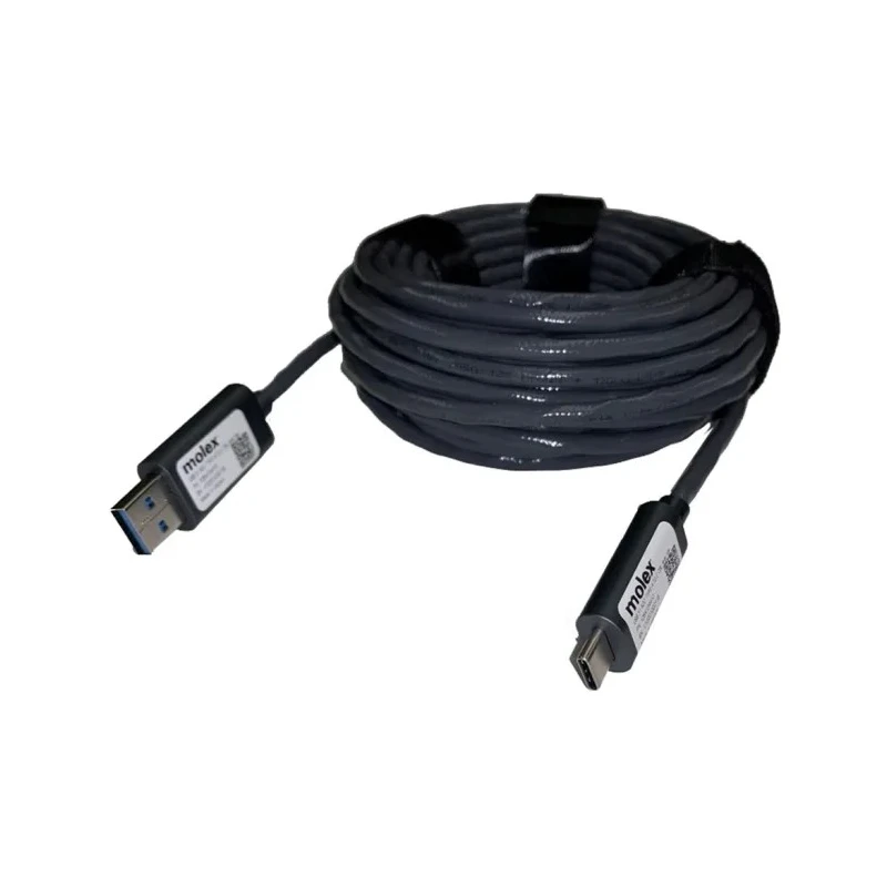 Molex IC Socket USB Cable, Male USB Type A to Male USB Type C, USB 3.1, 5 m Length, Black Jacket 106413-4405