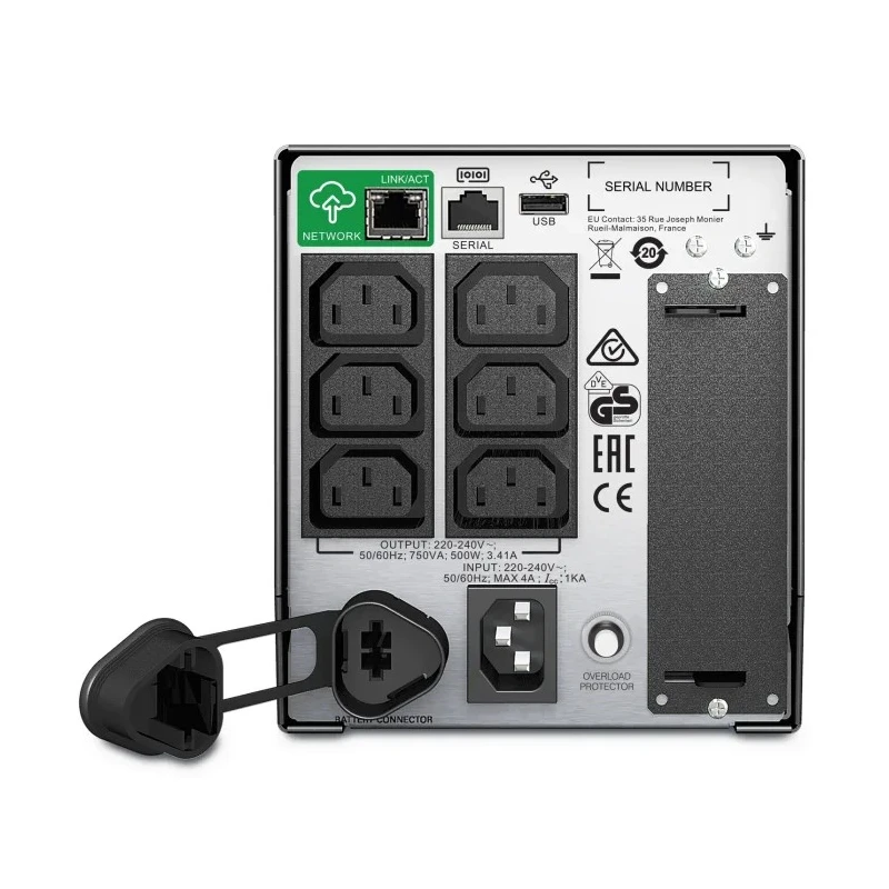 APC Line Interactive 750 VA, 500 W Smart-UPS SMT750IC UPS, 160V-286V Input, 230V Output, Stand Alone, 8 Outlets SMT750IC