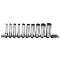 Facom 11-Piece 1/4 inch 12 Point Socket Set Chrome Vanadium Steel Bright Chrome Finish REL.40U