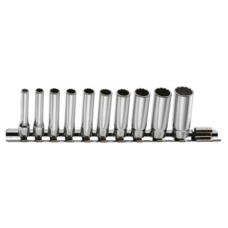 Facom 11-Piece 1/4 inch 12 Point Socket Set Chrome Vanadium Steel Bright Chrome Finish REL.40U