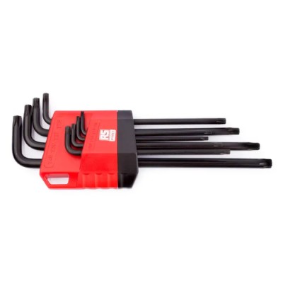 RS PRO 8-Piece Long Arm L Shape Torx Key Set, Chrome Vanadium Molybdenum Steel, Black Finish 192-3725
