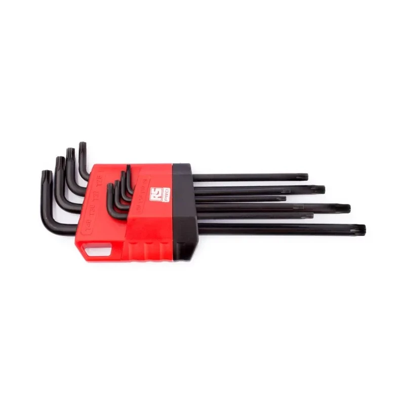 RS PRO 8-Piece Long Arm L Shape Torx Key Set, Chrome Vanadium Molybdenum Steel, Black Finish 192-3725