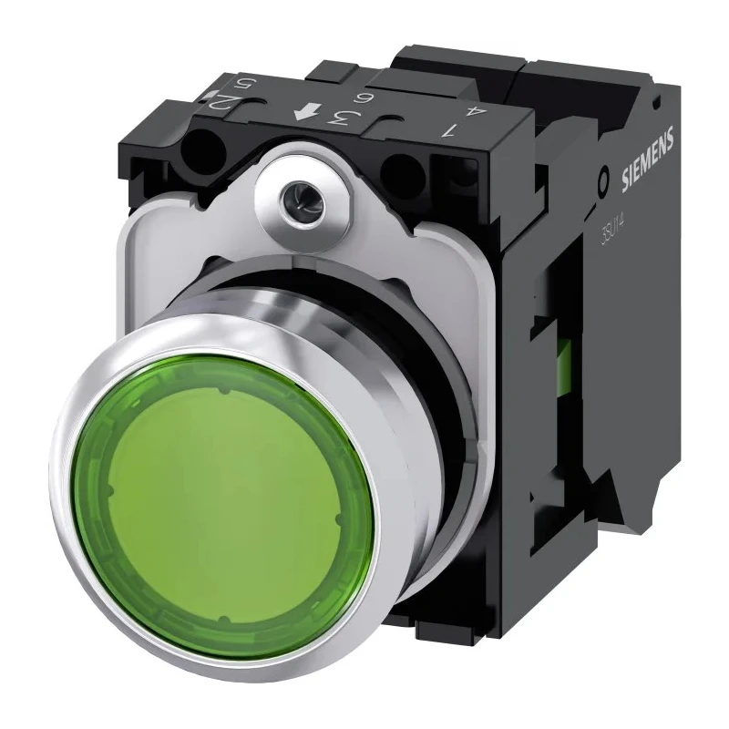 Siemens SIRIUS ACT 3SU11 Series Illuminated Push Button Complete Unit 22 mm Cutout Green SPST IP66 IP67 3SU1152-0AB40-3BA0