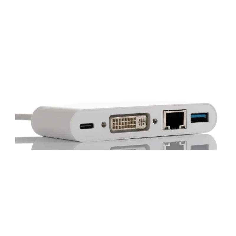 RS PRO USB C to DVI Adapter Cable 1 Supported Display, 150 mm Length, White ABS Shell 192-4689