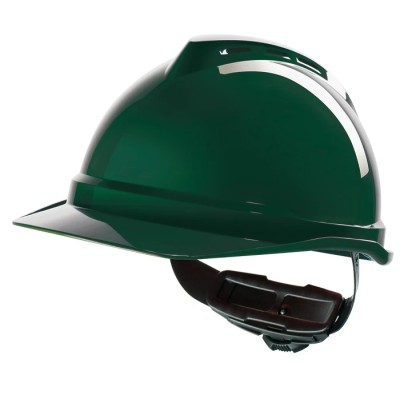 MSA Safety V-Gard 500 Green Safety Helmet Ventilated Adjustable GV442-0000000-000